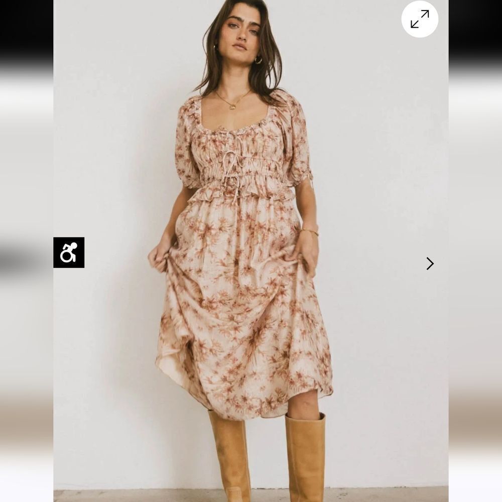 Böhme. Nella. Elegant Floral Print Dress. Linen Blend. Size XL. NWT